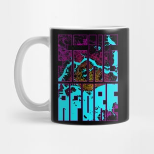 Singapore City Map in Neon Mug